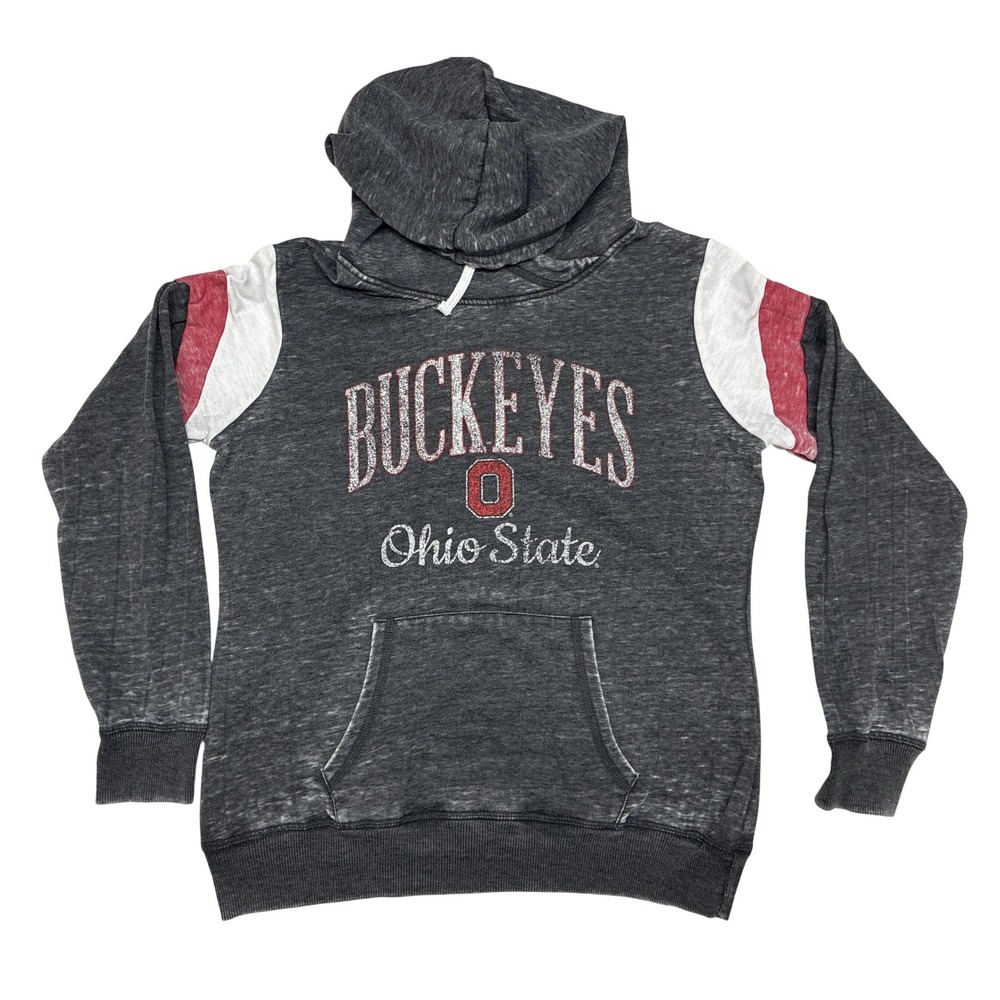Ohio State Buckeyes Hoodie Mens M Charcoal Gray Scarlet & Gray NCAA Pullover